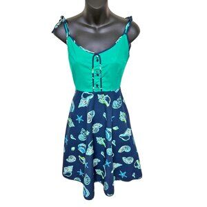 MODCLOTH Waving at the Waterfront Seashell‎ Cotton Sundress